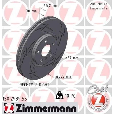 Imagen de ZIMMERMANN 150.2939.55 Disco de freno 335 30 6/5 5 112 ventilación interna, ranurado revestido altamente carbonizado MINI: Hatchback, Countryman