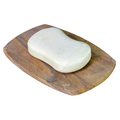 Imagen de Stonkraft Jabonera natural absorbente de agua y aparejada hecha piedra arcoíris natural, accesorios únicos baño (curvado)