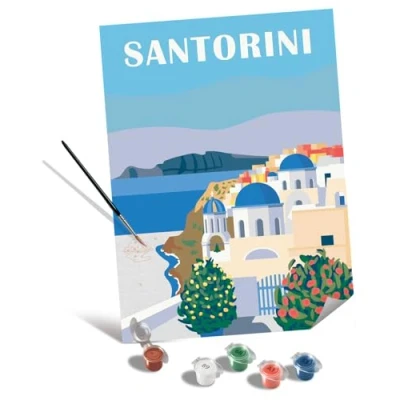 Imagen de Ravensburger CreArt Lienzo Serie B: Santorini, Pintar por Numeros Adultos, Lienzos para Pintar, Cuadros Incluye completo Kit