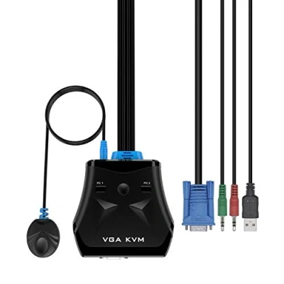 Imagen de Aisens Conmutador KVM VGA USB 1U 2PC+cable, negro