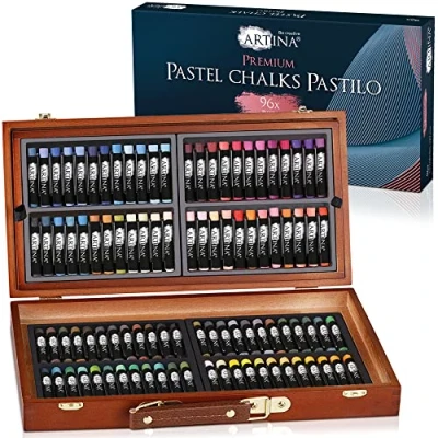 Imagen de Artina Set de tizas pastel Pastilo 96 para artistas con tonos color excelentes Maletín arte certificación FSC Crayones blandos pintar