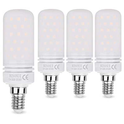 Imagen de Hzsanue Bombillas LED 15W, 120W Equivalentes de Incandescentes, 1500Lm, 3000K Blanco Cálido, E14 Pequeño Tornillo Edison, Paquete 4