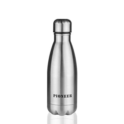 Imagen de Pioneer PVB350 Botella de acero inoxidable con aislamiento al vacío doble pared para caliente/frío hasta 8 horas, sin BPA, reutilizable, 100% a prueba fugas, 350 ml