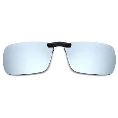 Imagen de JM Sin marco Rectángulo Clip en Gafas de Sol Ligero Peso Polarizadas Anteojos Hombre Mujer(Plateado Espejo Polarizado)