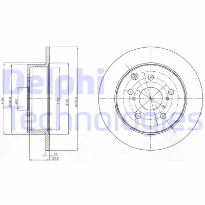Imagen de DELPHI BG4303 Disco de freno 280 10 5 macizo aceitado sin procesar cojinete rueda, anillo sensor ABS TOYOTA: Avensis II Berlina