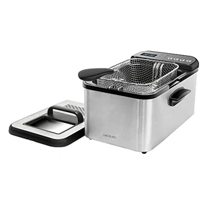 Imagen de Cecotec Freidora de Aceite 3,2 Litros Cleanfry Luxury 3000. 2400 W, Acero Inoxidable, 5 Programas Preestablecidos, Filtro OilClean