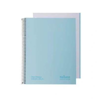 Imagen de Navigator Libreta Cuadriculada a4 5x5 Tapa Extradura Azul Pastel Borde Color Papel 80g 80 Hojas Microperforadas 4 Taladros Espiral Coil Lock Premium Writing