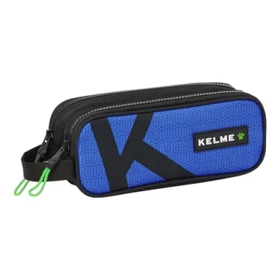 Imagen de Safta Kelme Royal Portatodo Doble Niño, Estuche Infantil, Ideal para Niños en Edad Escolar, Cómodo y Versátil, Calidad Resistencia, 21x6x8 cm, Color Negro