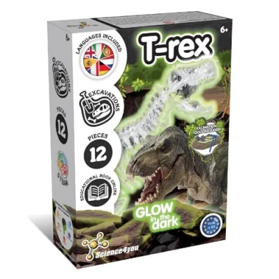 Imagen de Science4you T Rex Excavaciones Fósiles para Niños Excava y Encuentra Fosiles Dinosaurios que Brillan en la Oscuridad + Juguetes de Niños, Juegos, Regalos Niñas 6+ Años