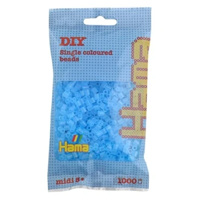 Imagen de Hama Bolsa de 1.000 Cuentas cilíndricas Repuesto, Color Azul Agua translúcido
