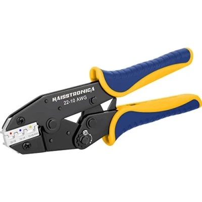 Imagen de Herramienta de crimpado haisstronica para conectores termorretráctiles Crimpadora terminales cable con trinquete AWG 22 10 Herramientas