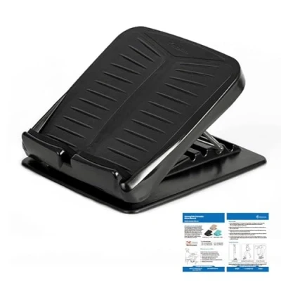 Imagen de StrongTek,Tabla de inclinación portátil, ajustable, estirador pantorrilla, reposapiés escritorio, taburete pie, cuña elástica 4 posiciones (capacidad 300 libras), Negro