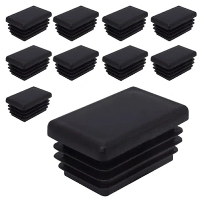 Imagen de SKIR&#039;CO 10 tapones rectangulares de plástico 25 x 40 mm, tapas tubo mate, insertos rectangulares, para postes valla, color negro RAL 9005