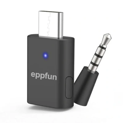 Imagen de eppfun Bluetooth 5.2 USB C Adaptador de Audio Dongle inalámbrico para PS5/Switch/PC/Mac, aptX Adaptive/aptX HD/aptX LL Transmisor con Mini Mic