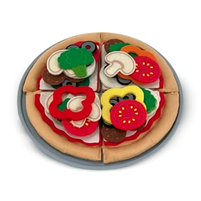 Imagen de Melissa &amp; Doug Pizza con alimentos de fieltro, Juego rol para Niños y niñas, Comida juguete, Juguetes simulación, Juguete Sensorial, 3+, Regalo o Niñas