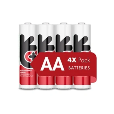 Imagen de Uniross Pilas Recargables Hybrio AA HR6 NI MH Serie 2100 1,2 V 2000 mAh de Larga duración precargadas sin Mercurio y cadmio Blister 4 baterías