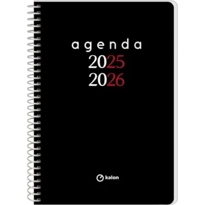 Imagen de Q Kalon Agenda Escolar 2025 2026 Semana Vista, Tamaño A5 (15x21 cm), Español e Inglés, Septiembre a Junio, Cierre de Espiral, Tapa Flexible con Plástico Protector Planner