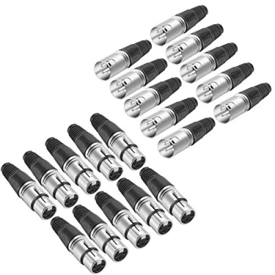 Imagen de Neewer 20 Piezas Conector XLR de 3 Pines Tipo Soldadura, 10 Macho y Hembra Enchufe Audio, Hecha Aleación Zinc para Alta Conductividad Ruido Ultrabajo (Extremo Metal)