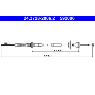 Imagen de ATE 24.3728 2006.2 Cable de Embrague SUBARU: JUSTY 3, SUZUKI: IGNIS 2