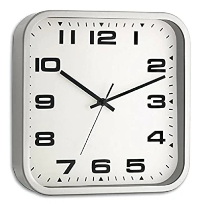 Imagen de TFA Reloj de Pared electrónico Plata, Acero Inoxidable, Blanco, (L) 300 x (B) 48 (H) mm