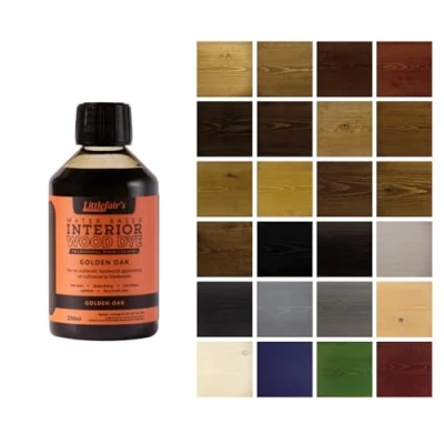 Imagen de Littlefair&#039;s Tinte para Madera 250ml Acabado Premium, Fácil de Usar y Limpiar Basado en Agua, Seguro Ecológico Disponible Muchos Colores Color: roble dorado
