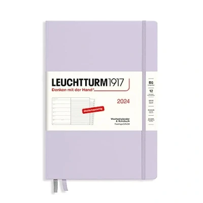 Imagen de LEUCHTTURM1917 367751 Agenda semanal y cuaderno de notas Composition (B5) 2024, con adicional para direcciones aniversarios, color morado, alemán, 12 meses
