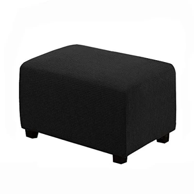 Imagen de WINS Funda de protección para reposapiés Rectangular, puf Cuadrada, Extensible, otomano, sofá Color Negro