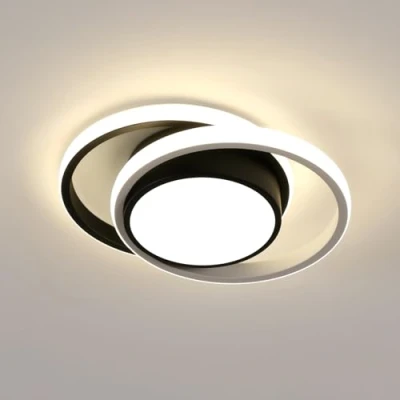 Imagen de Comely Lámpara de Techo LED Moderna, 32W 3600LM Plafon Techo, Redondo Luz del Para Corredor Cocina Sala Estar Dormitorio Pasillo, Natural 4500K, Negro, Diámetro 28cm