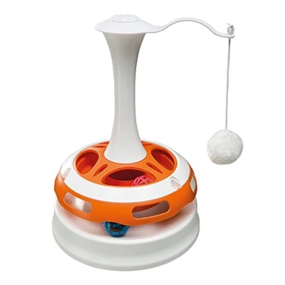 Imagen de Ferplast Juguete para Gatos Tornado en Forma de Carrusel, Interactivo, 2 Bolas Incluidas, con Peluche, Combinable