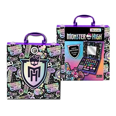 Imagen de Nice Group Monster High Make Up Case, Estuche de Maquillaje Infantil con Espejo, Sombras Ojos, Esmalte uñas, Brillo Labios