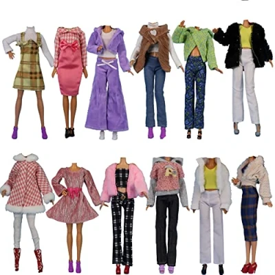 Imagen de Ropa y Accesorios para Muñecas, 5 Conjuntos Moda Abrigo de otoño Vestidos Pantalones Zapatos Sombrero Rompevientos 29cm Muñecas Bebé Regalos (G)