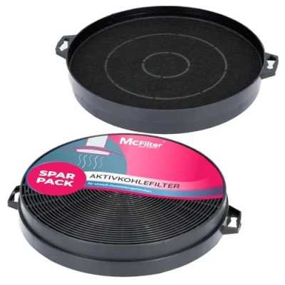 Imagen de McFilter 2x Filtro de carbón activo Ø 210mm para campana extractora apto Constructa 00353121, Bosch/Neff DHZ5140, Bauknecht 481281718524 AEG/Juno 902979371/9