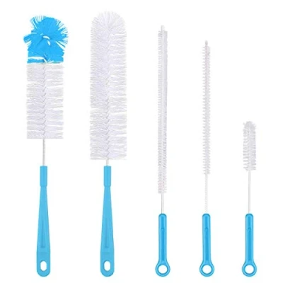 Imagen de Qisan 5Pcs Juego de Cepillos Limpieza Botellas Multiusos Largas Limpiadores Agua Azul