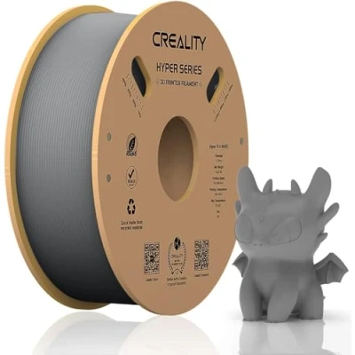 Imagen de Creality Hyper PLA Filamento 1KG de 1.75 mm para Impresora 3D, Impresión a Alta Velocidad 30 600 mm/s, Duradero y Suave, Precisión Dimensional +/ 0.03 mm, 1 KG (2.2 Lbs)/Carrete (Gris)