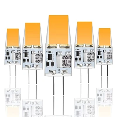 Imagen de Xinwanhong bombillas LED G4, 5 W equivalentes a halógenas de 50 W, bombilla 3000 K blanco cálido, 500 lm, 12 V CA/CC, sin parpadeo, no regulable, unidades