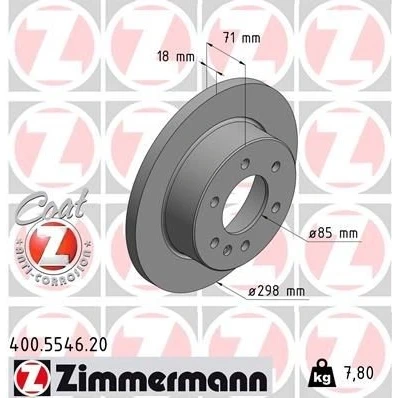 Imagen de ZIMMERMANN 400.5546.20 Disco de freno 298 18 7/6 6 130 macizo revestido altamente carbonizado MERCEDES BENZ: Sprinter 3.5 t Furgón