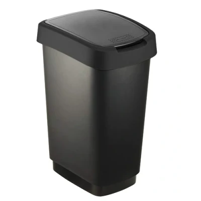Imagen de Rotho Salsa Papelera 25l con tapa, Plástico (PP) sin BPA, negro, (33.3 x 25.2 47.6 cm)