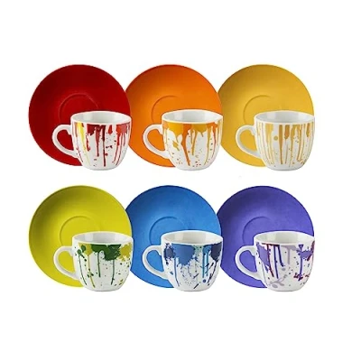 Imagen de Excelsa Dripping Juego de 6 tazas café, porcelana, 90 centímetros
