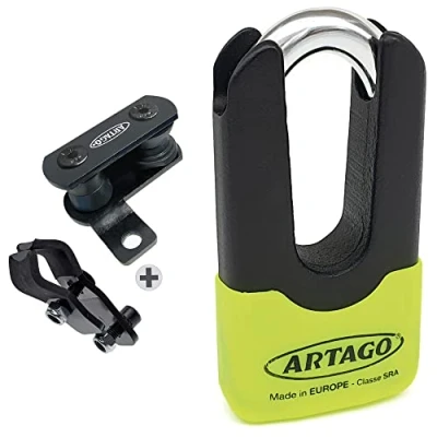 Imagen de Artago 69X4 Pack Candado Antirrobo Disco Alta Seguridad + Soporte para Honda CRF 1000L Africa Twin, Homologado Sra, Sold Secure Gold, ART4