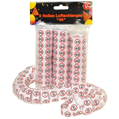 Imagen de Schmidt UDO 11481 Serpentinas (3 Rollos de 9 Unidades Cada uno, señal tráfico en Rojo y Blanco, número 40)