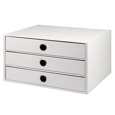 Imagen de Rössler Papier 1524452093 S.O.H.O. Caja de 3 cajones para DIN A4, con agujero asa, edición especial blanco, 343 x 250 185 mm, 1 unidad