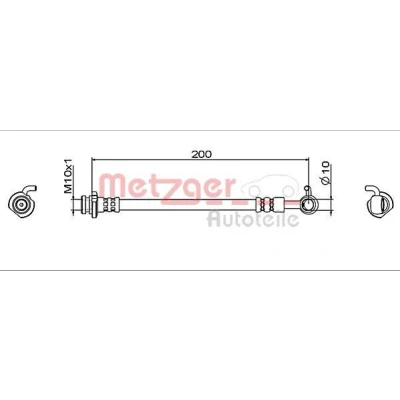 Imagen de METZGER 4112006 Latiguillos de freno Eje trasero izquierda, en la pinza del 200 NISSAN: Qashqai 2