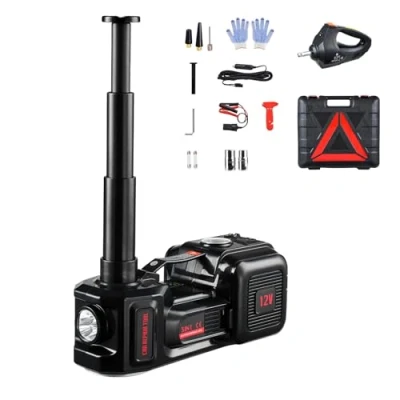 Imagen de VEVOR Gato Eléctrico Portátil para Automóvil, 5 Toneladas, de Tijera con Inflador Incorporado, 12 V Llave Impacto Eléctrica y Luz LED, Sedán, SUV, Camión, 315 x 155 mm