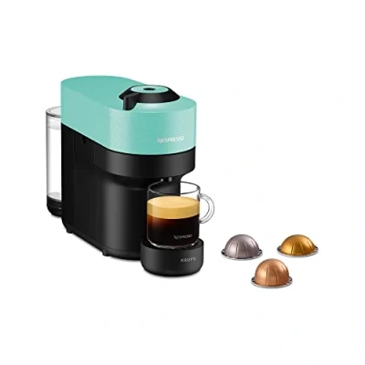 Imagen de Cafetera de cápsulas Nespresso® Krups Vertuo Pop XN920410, 1500 W, 0.56 L, Calentamiento 30 s, Tecnología Centrifusion™, Bluetooth, Wi Fi, Aqua Mint