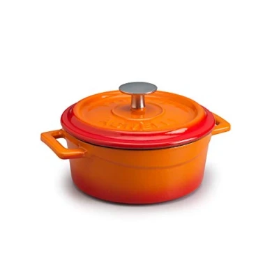 Imagen de Pentole Agnelli Slowcook Cacerola de Hierro Fundido con 2 Asas y Tapa, 6.7 litros, Arancione