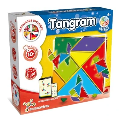 Imagen de Science4you Tangram Infantil Rompecabezas en Cartón para Niños Caja con Puzzle y Material Montessori Mini 10 Desafíos Juguetes