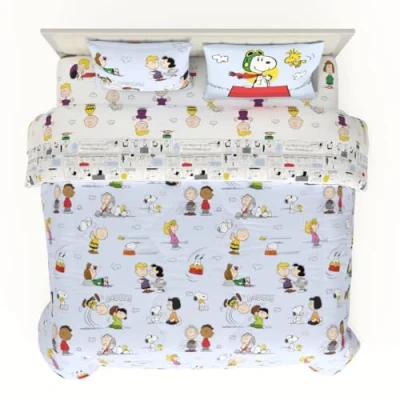 Imagen de Franco Collectibles Peanuts Juego de Ropa Cama 7 Piezas súper Suave con Funda Almohada, tamaño King, (Producto 100% Oficial)