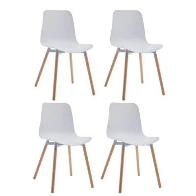 Imagen de SHIITO Modelo Ragnar Pack de 4 Sillas Comedor Estilo Nórdico Diferente y Elegante 47 x 42 84 cm Color Blanco con Patas Haya
