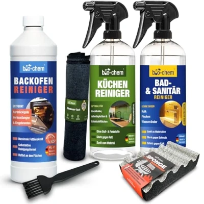 Imagen de Bio Chem Profi Set 6 Productos y accesorios para la limpieza de cocinas Limpiador hornos, ollas sartenes el cuidado Paño esponja microfibra