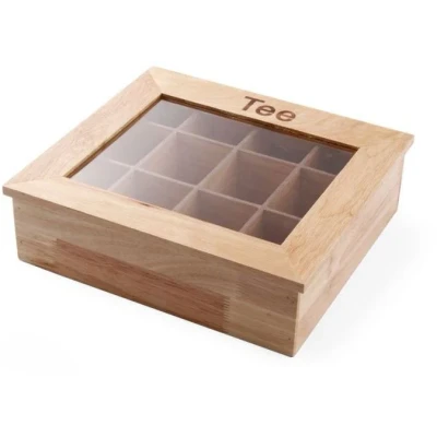 Imagen de Hendi Tea box wood with acrylic window 12 compartments
